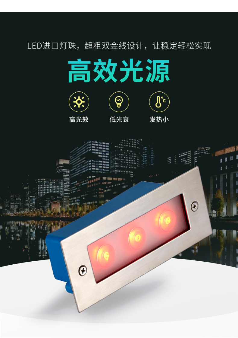 户外节能防水 方形led埋地灯 楼梯灯 埋地灯 地埋灯 台阶灯路灯3W(图4)